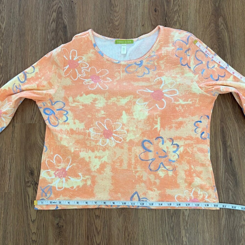 Sigrid Olsen Vintage Daisy Top 100% Cotton Size PL - Picture 8 of 9